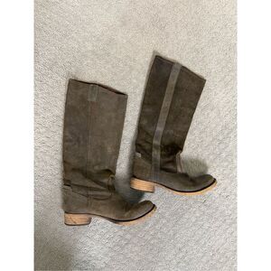 Steve Madden Leather Soft Dark Green Brown Boots 38/7.5
